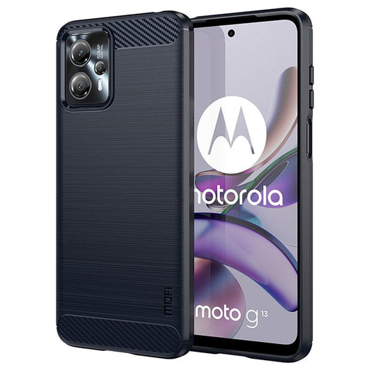 MOFI JK TPU Series-1 For Motorola Moto G13 4G / G23 4G Carbon Fiber Phone Case Brushed TPU Anti-drop Phone Cover - Blue