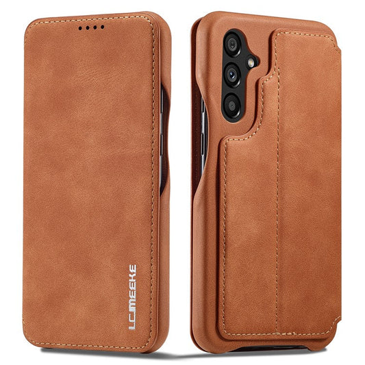 LC.IMEEKE For Samsung Galaxy A54 5G Stand Leather Phone Case Card Slot Smartphone Cover - Light Brown