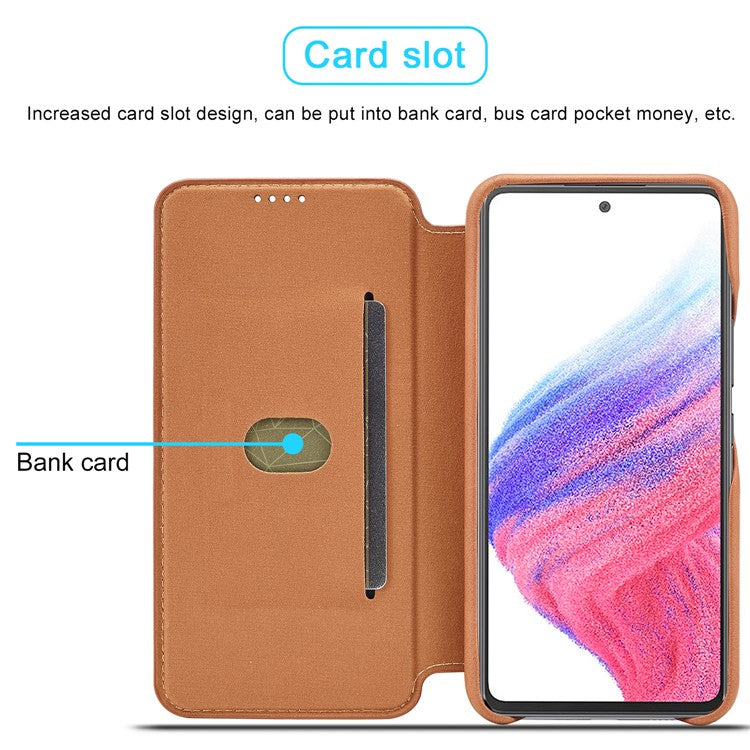 LC.IMEEKE For Samsung Galaxy A54 5G Stand Leather Phone Case Card Slot Smartphone Cover - Light Brown