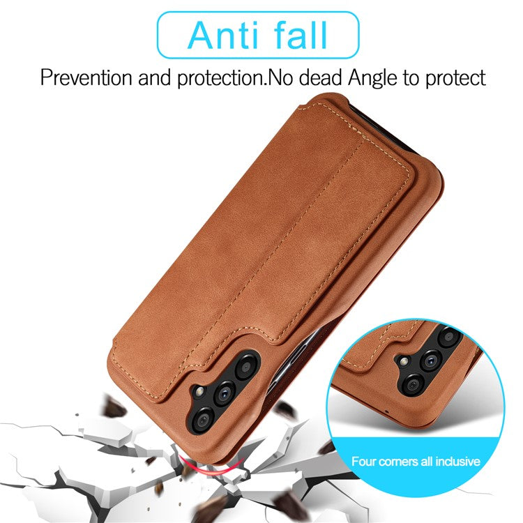 LC.IMEEKE For Samsung Galaxy A54 5G Stand Leather Phone Case Card Slot Smartphone Cover - Light Brown