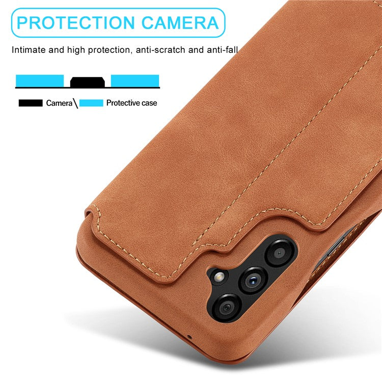 LC.IMEEKE For Samsung Galaxy A54 5G Stand Leather Phone Case Card Slot Smartphone Cover - Light Brown