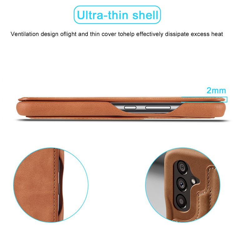 LC.IMEEKE For Samsung Galaxy A54 5G Stand Leather Phone Case Card Slot Smartphone Cover - Light Brown