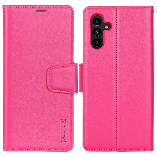 HANMAN Mill Series for Samsung Galaxy A14 4G / 5G Stand Wallet Leather Case Cell Phone Cover - Rose