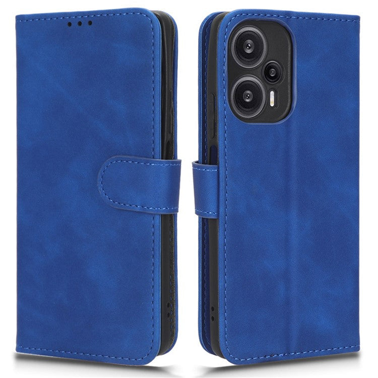 For Xiaomi Redmi Note 12 Turbo / Poco F5 5G PU Leather Flip Phone Case with Wallet Skin-touch Stand Cover - Blue