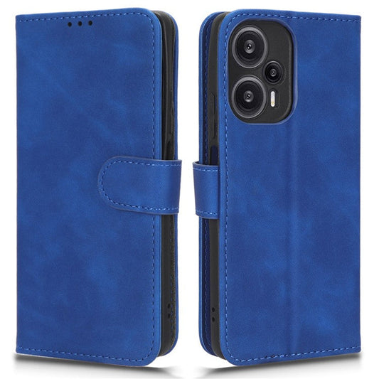 For Xiaomi Redmi Note 12 Turbo / Poco F5 5G PU Leather Flip Phone Case with Wallet Skin-touch Stand Cover - Blue