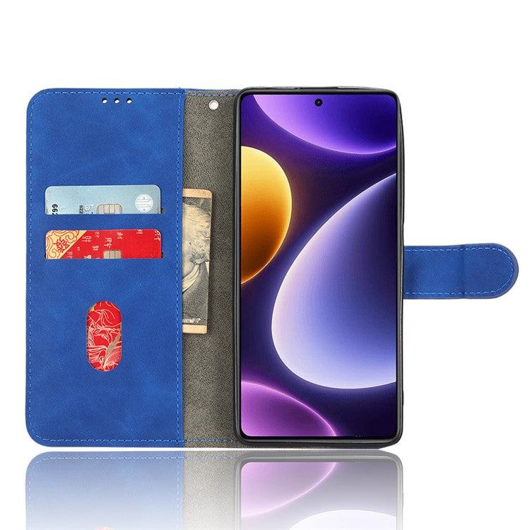 For Xiaomi Redmi Note 12 Turbo / Poco F5 5G PU Leather Flip Phone Case with Wallet Skin-touch Stand Cover - Blue