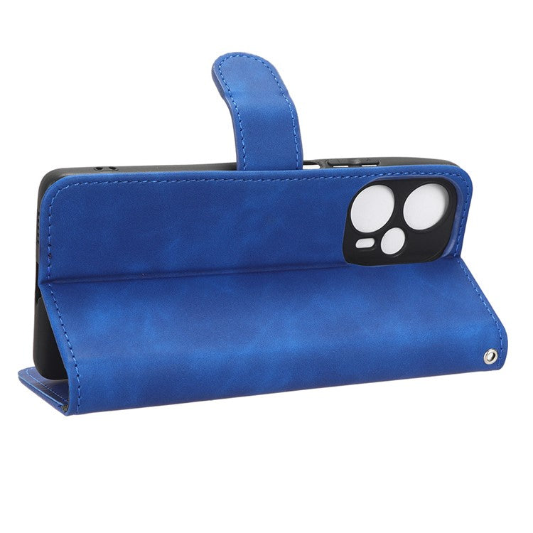 For Xiaomi Redmi Note 12 Turbo / Poco F5 5G PU Leather Flip Phone Case with Wallet Skin-touch Stand Cover - Blue