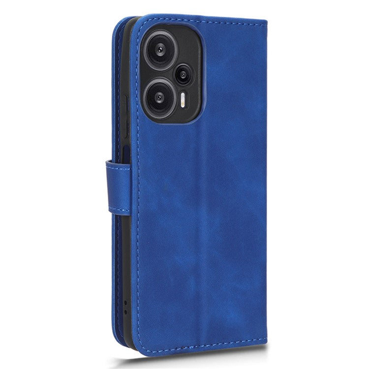 For Xiaomi Redmi Note 12 Turbo / Poco F5 5G PU Leather Flip Phone Case with Wallet Skin-touch Stand Cover - Blue