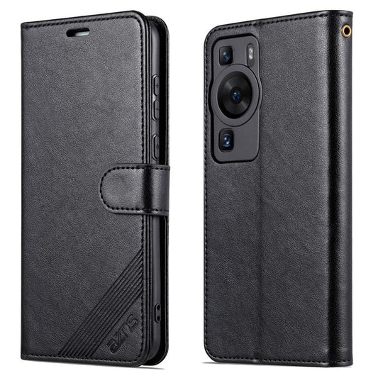 AZNS For Huawei P60 / P60 Pro Phone Case Anti-Drop PU Leather Phone Cover Protective Wallet Phone Shell - Black