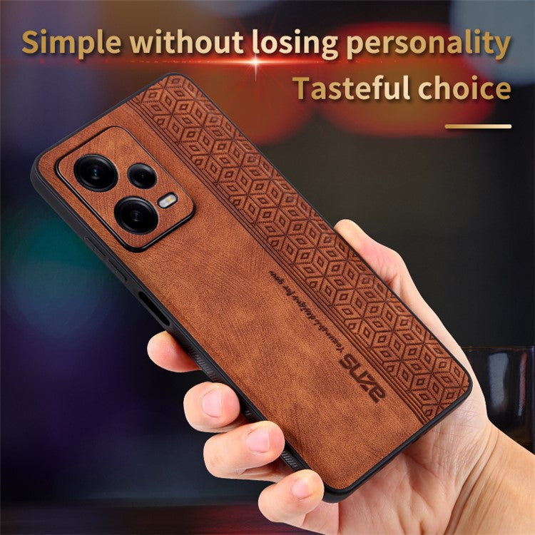 AZNS For Xiaomi Redmi Note 12 5G (Global) / (India) / Poco X5 5G Imprinted PU Leather Coated TPU Cover Phone Case - Black