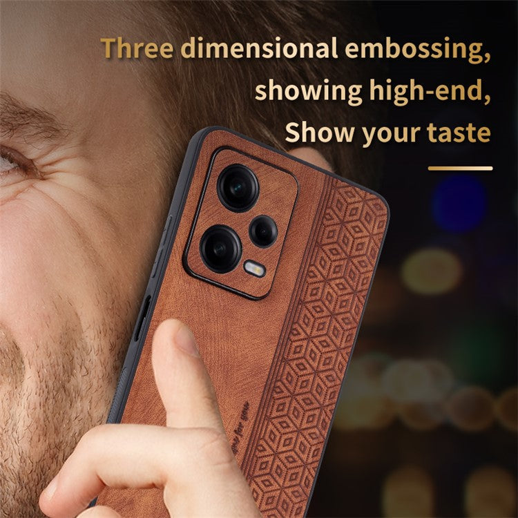 AZNS For Xiaomi Redmi Note 12 5G (Global) / (India) / Poco X5 5G Imprinted PU Leather Coated TPU Cover Phone Case - Black