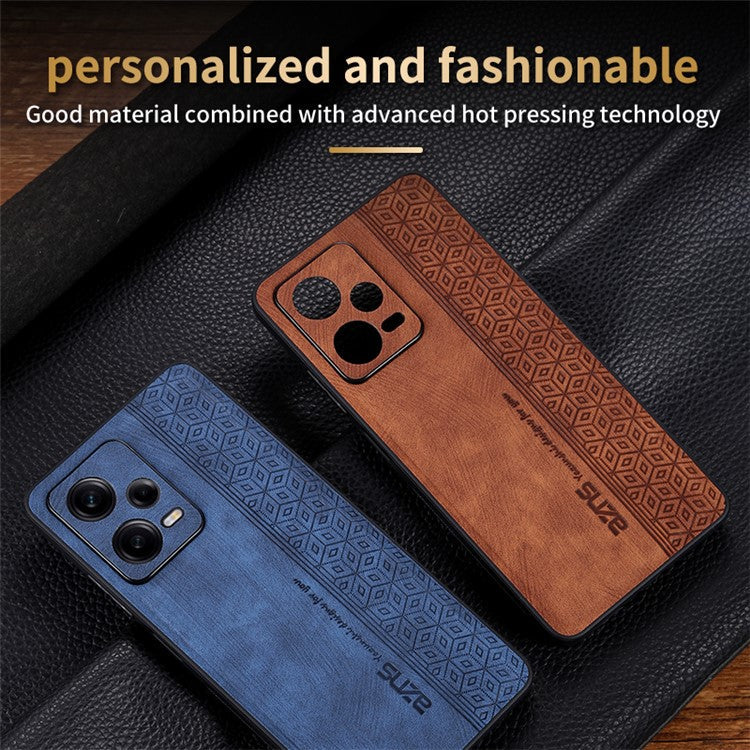AZNS For Xiaomi Redmi Note 12 5G (Global) / (India) / Poco X5 5G Imprinted PU Leather Coated TPU Cover Phone Case - Black