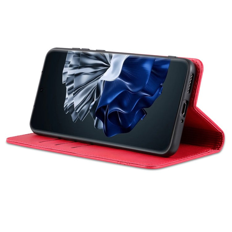 AZNS For Huawei P60 / P60 Pro PU Leather Phone Case Wallet Stand Anti-scratch Smartphone Cover - Red