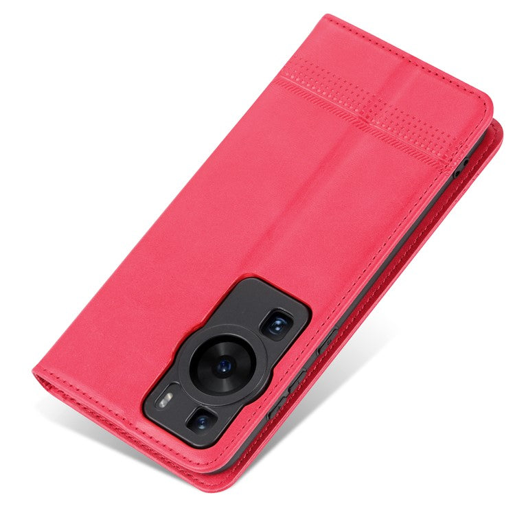 AZNS For Huawei P60 / P60 Pro PU Leather Phone Case Wallet Stand Anti-scratch Smartphone Cover - Red