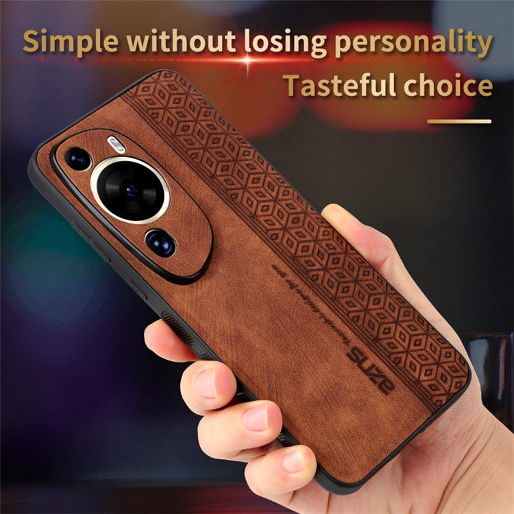 AZNS Phone Back Shell for Huawei P60 Art , Phone Case Imprinted Design PU Leather+TPU Cover - Blue