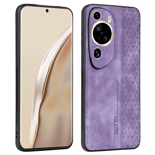 AZNS Phone Back Shell for Huawei P60 Art , Phone Case Imprinted Design PU Leather+TPU Cover - Purple