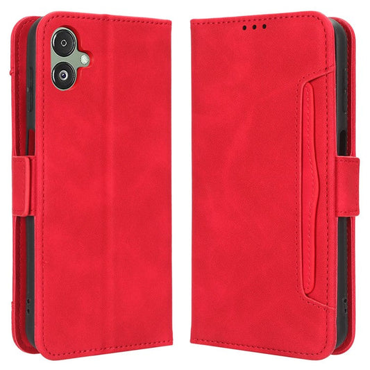 For Samsung Galaxy F14 5G Phone Case Wallet Stand Multiple Card Slots PU Leather Phone Cover - Red
