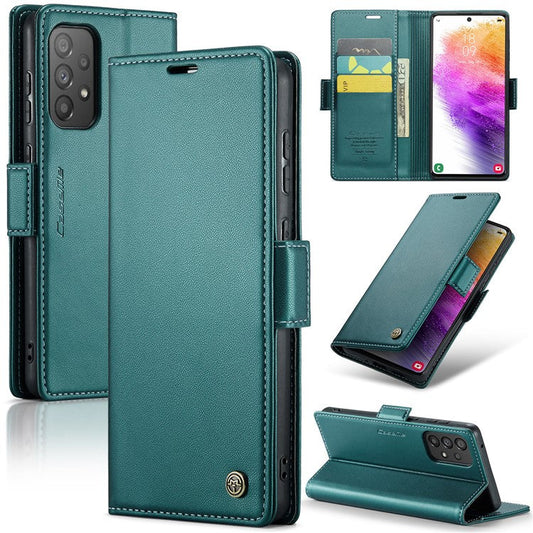 CASEME 023 Series For Samsung Galaxy A33 5G PU Leather Wallet Phone Case Stand RFID Blocking Litchi Texture Magnetic Cover - Green
