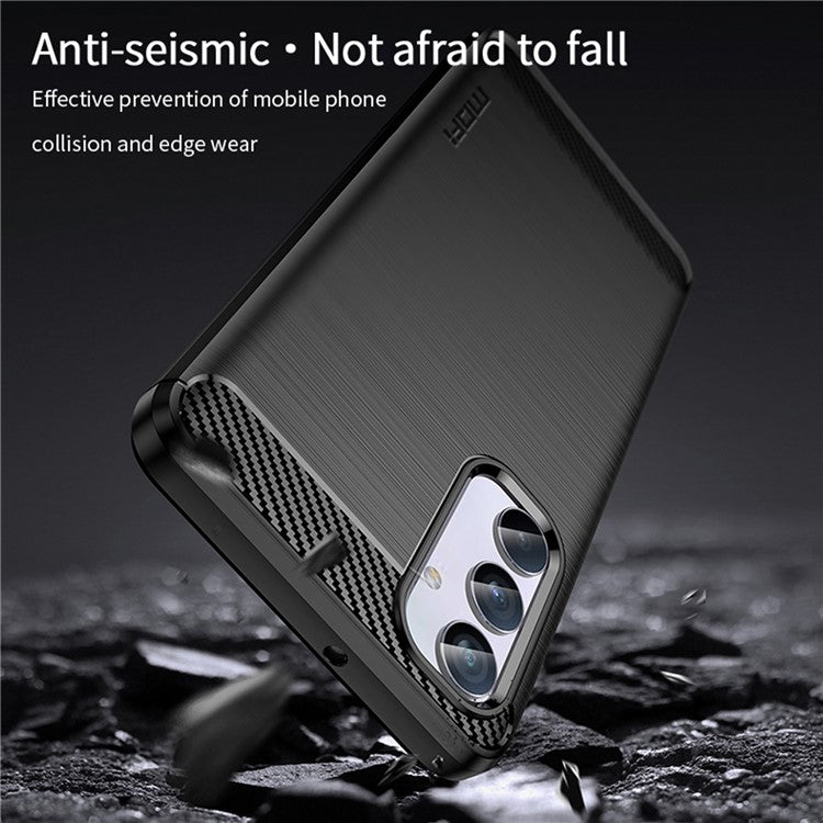 MOFI JK TPU Series-1 for Samsung Galaxy M54 5G / F54 5G Flexible TPU Cover Carbon Fiber Brushed Phone Shell - Black
