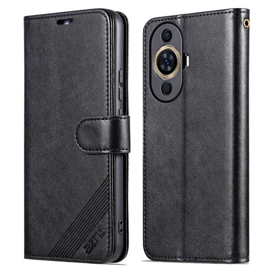 AZNS For Huawei nova 11 Pro / nova 11 Ultra Mobile Phone Case TPU+PU Leather Protective Cover Wallet Phone Shell - Black