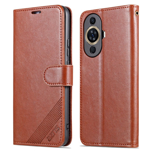 AZNS For Huawei nova 11 / nova 12s 4G / nova 12 Lite 4G Wallet Phone Shell Mobile Phone Case TPU+PU Leather Protective Cover - Brown