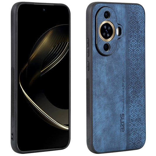 AZNS Imprinted Phone Case for Huawei nova 11 / nova 12s 4G / nova 12 Lite 4G , PU Leather Coated TPU Smartphone Cover - Blue