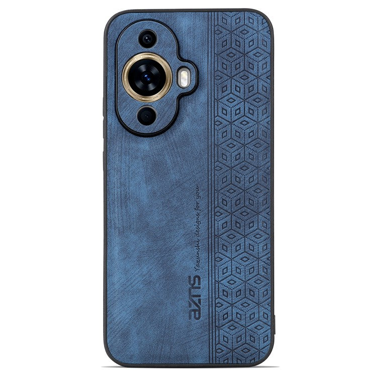 AZNS Imprinted Phone Case for Huawei nova 11 / nova 12s 4G / nova 12 Lite 4G , PU Leather Coated TPU Smartphone Cover - Blue