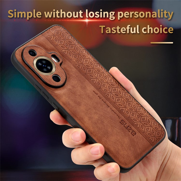 AZNS Imprinted Phone Case for Huawei nova 11 / nova 12s 4G / nova 12 Lite 4G , PU Leather Coated TPU Smartphone Cover - Blue