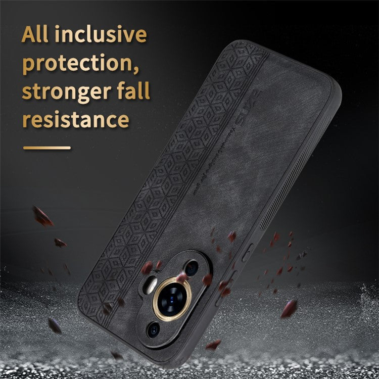 AZNS Imprinted Phone Case for Huawei nova 11 / nova 12s 4G / nova 12 Lite 4G , PU Leather Coated TPU Smartphone Cover - Blue