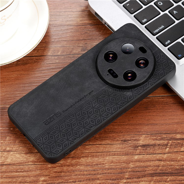 AZNS For Xiaomi 13 Ultra PU Leather+TPU Mobile Phone Case Imprinted Pattern Smartphone Shell Cover - Black