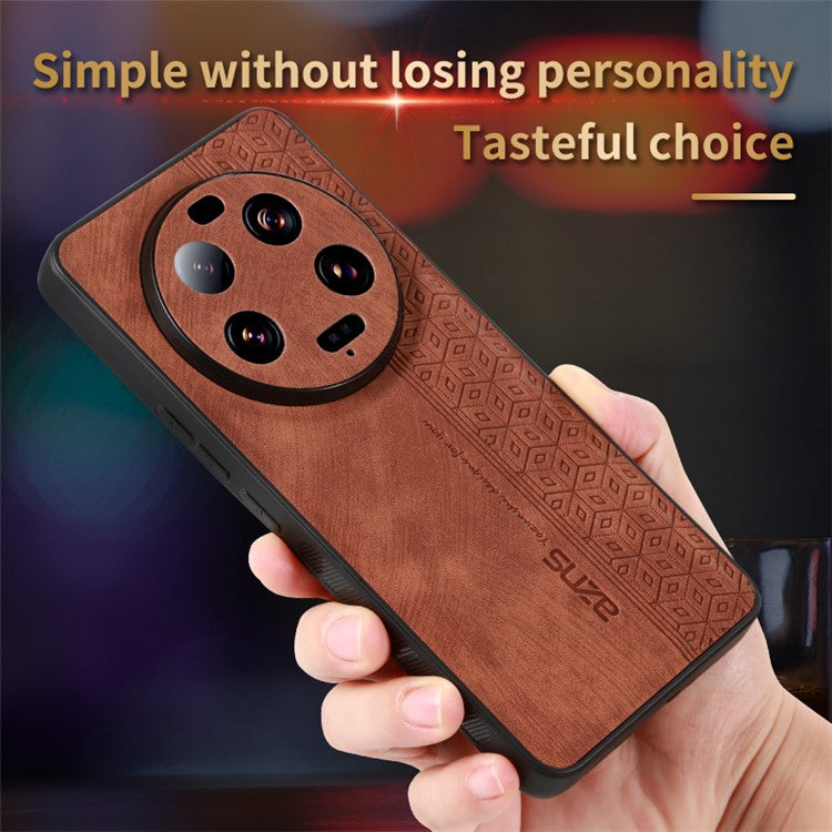AZNS For Xiaomi 13 Ultra PU Leather+TPU Mobile Phone Case Imprinted Pattern Smartphone Shell Cover - Black