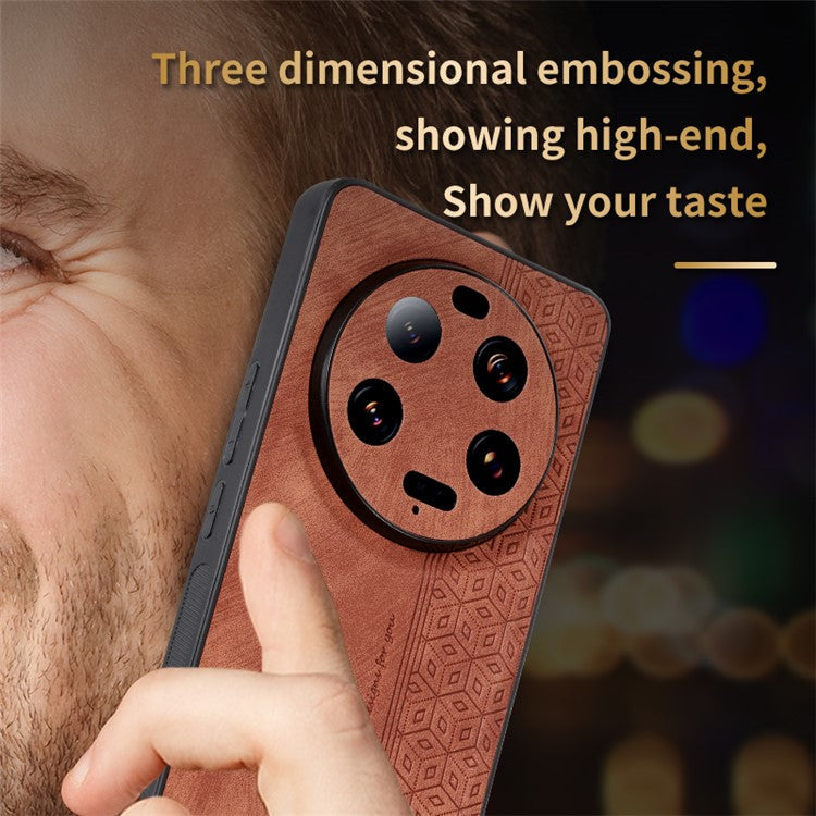 AZNS For Xiaomi 13 Ultra PU Leather+TPU Mobile Phone Case Imprinted Pattern Smartphone Shell Cover - Black