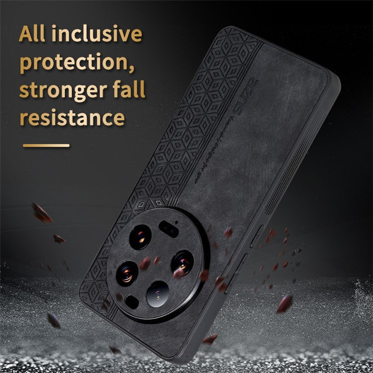 AZNS For Xiaomi 13 Ultra PU Leather+TPU Mobile Phone Case Imprinted Pattern Smartphone Shell Cover - Black