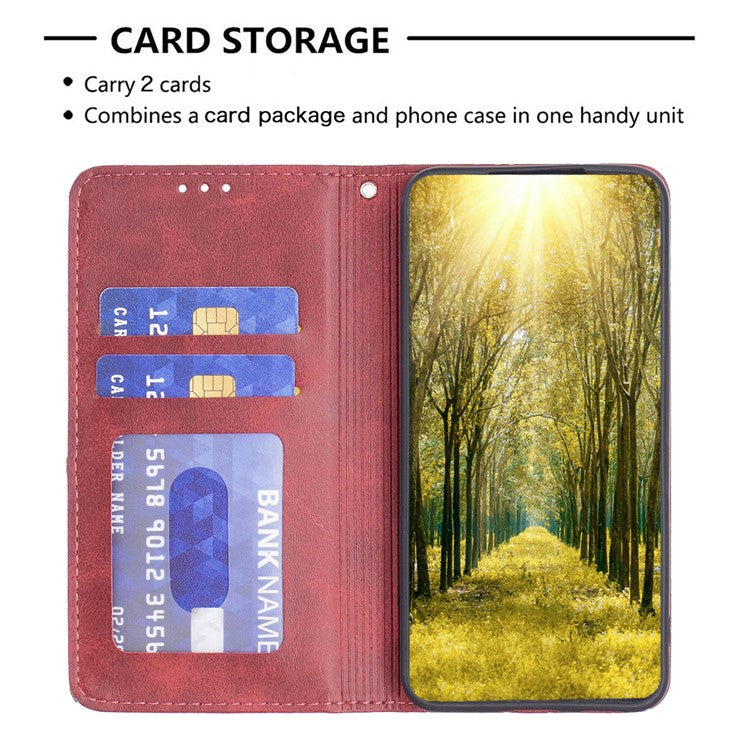 For Xiaomi Civi 3 5G Cell Phone Case Stand Leather Card Holder Imprinted Line Phone Cover - Red