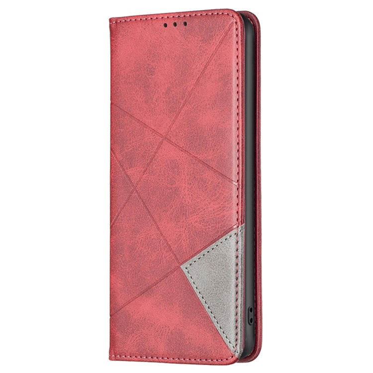 For Xiaomi Civi 3 5G Cell Phone Case Stand Leather Card Holder Imprinted Line Phone Cover - Red