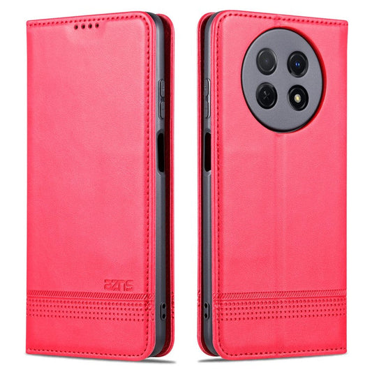 AZNS For Huawei Enjoy 60X Magnetic Closing Anti-Scratch PU Leather Phone Case Flip Wallet Stand Cover - Red