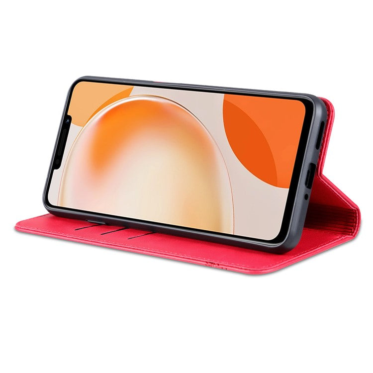 AZNS For Huawei Enjoy 60X Magnetic Closing Anti-Scratch PU Leather Phone Case Flip Wallet Stand Cover - Red