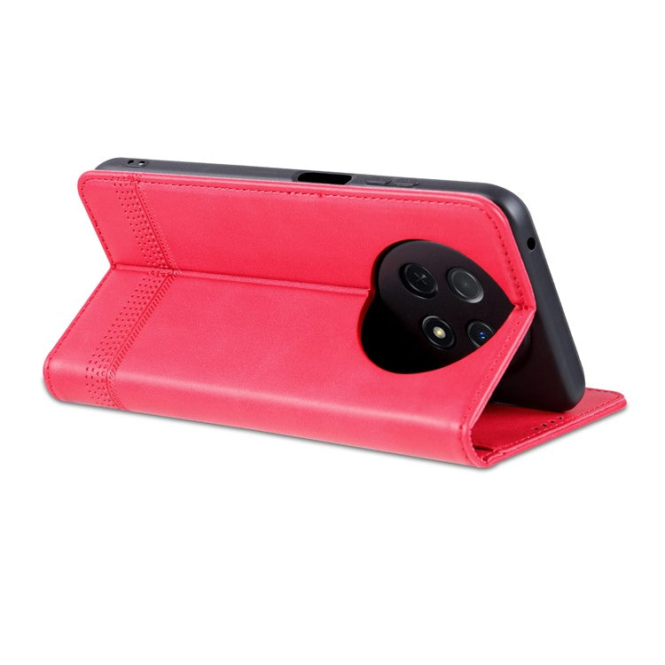 AZNS For Huawei Enjoy 60X Magnetic Closing Anti-Scratch PU Leather Phone Case Flip Wallet Stand Cover - Red