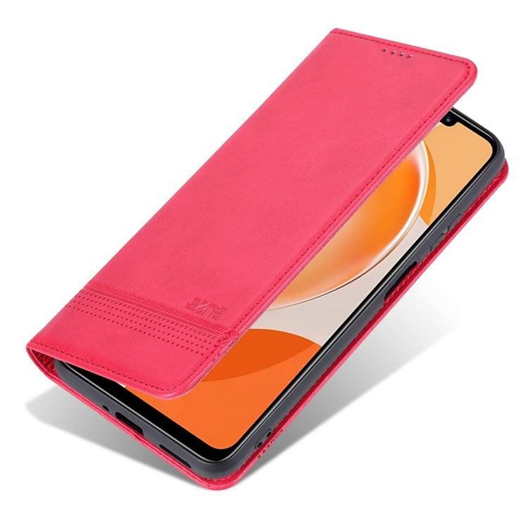 AZNS For Huawei Enjoy 60X Magnetic Closing Anti-Scratch PU Leather Phone Case Flip Wallet Stand Cover - Red