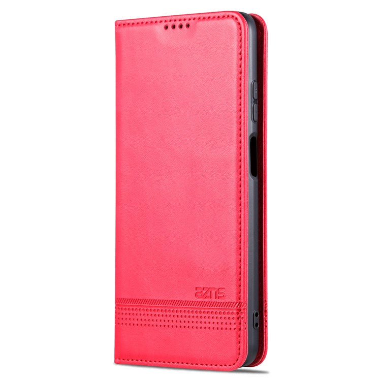 AZNS For Huawei Enjoy 60X Magnetic Closing Anti-Scratch PU Leather Phone Case Flip Wallet Stand Cover - Red