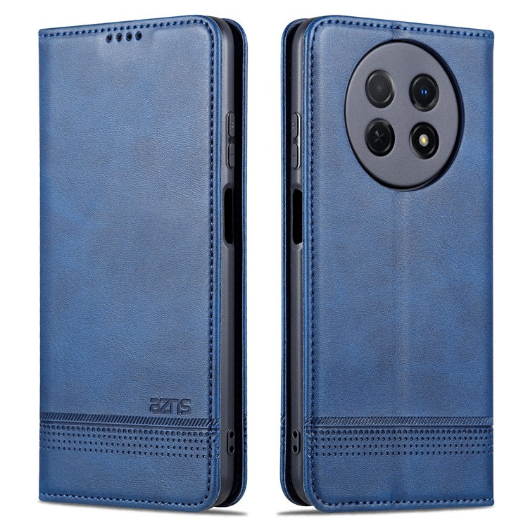 AZNS For Huawei Enjoy 60X Magnetic Closing Anti-Scratch PU Leather Phone Case Flip Wallet Stand Cover - Blue