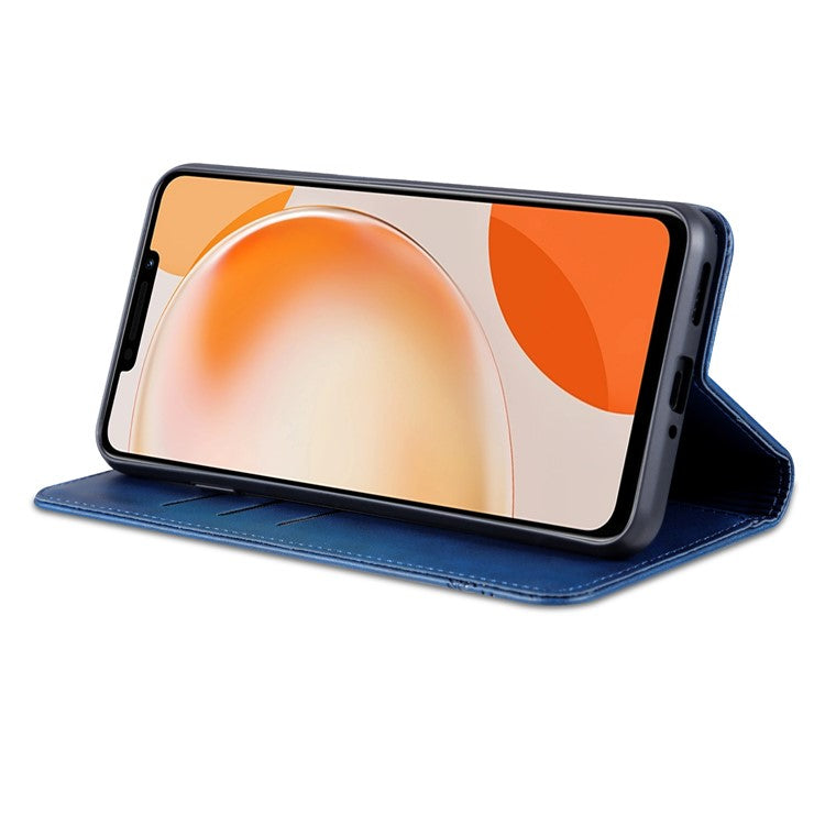AZNS For Huawei Enjoy 60X Magnetic Closing Anti-Scratch PU Leather Phone Case Flip Wallet Stand Cover - Blue