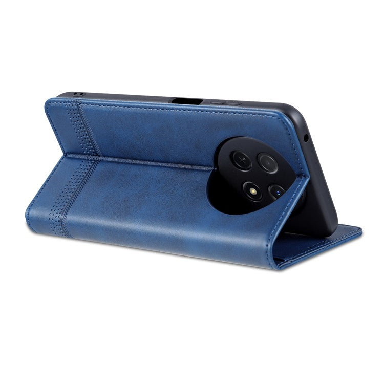 AZNS For Huawei Enjoy 60X Magnetic Closing Anti-Scratch PU Leather Phone Case Flip Wallet Stand Cover - Blue
