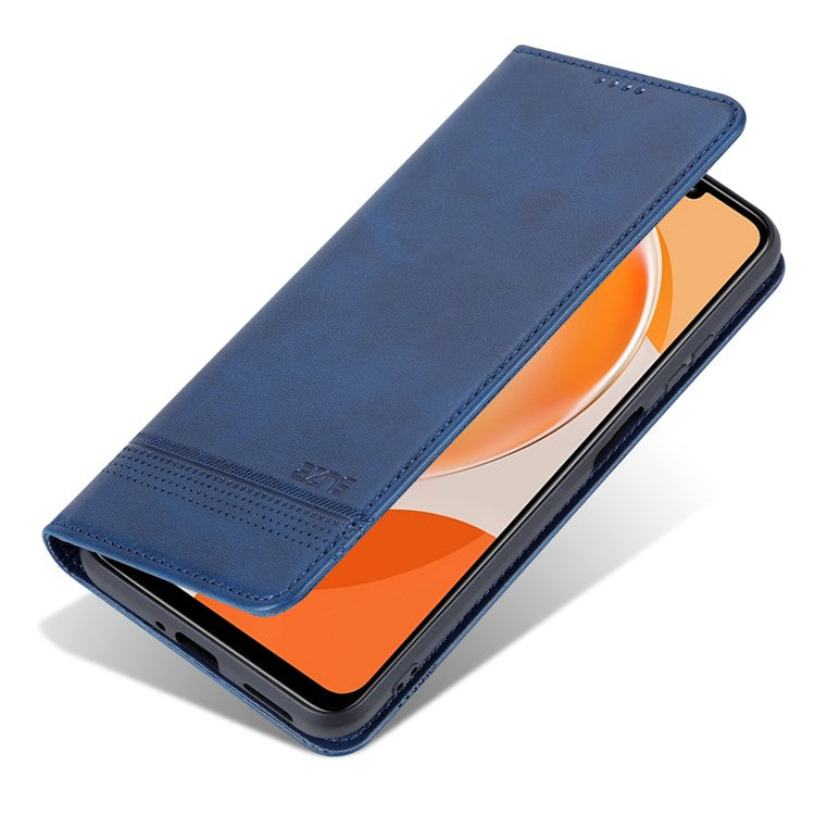 AZNS For Huawei Enjoy 60X Magnetic Closing Anti-Scratch PU Leather Phone Case Flip Wallet Stand Cover - Blue