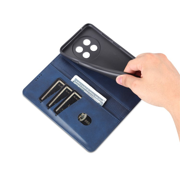 AZNS For Huawei Enjoy 60X Magnetic Closing Anti-Scratch PU Leather Phone Case Flip Wallet Stand Cover - Blue