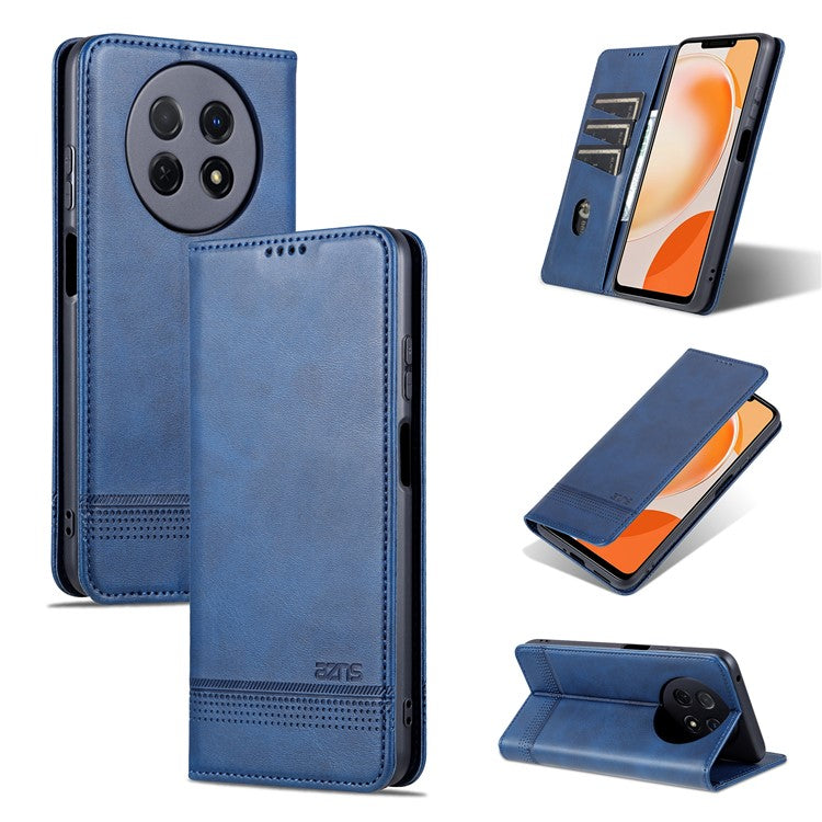 AZNS For Huawei Enjoy 60X Magnetic Closing Anti-Scratch PU Leather Phone Case Flip Wallet Stand Cover - Blue