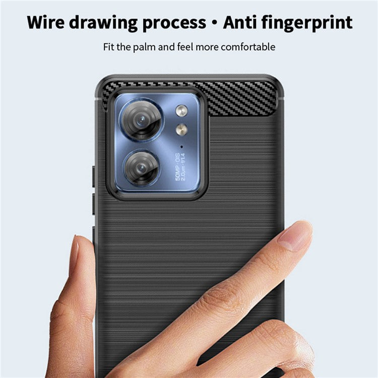 MOFI JK TPU Series-1 for Motorola Edge 40 5G Carbon Fiber TPU Case Brushed Protective Phone Cover - Black