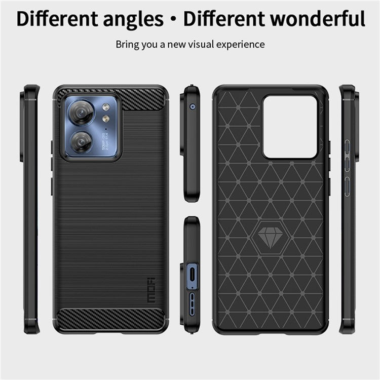 MOFI JK TPU Series-1 for Motorola Edge 40 5G Carbon Fiber TPU Case Brushed Protective Phone Cover - Black