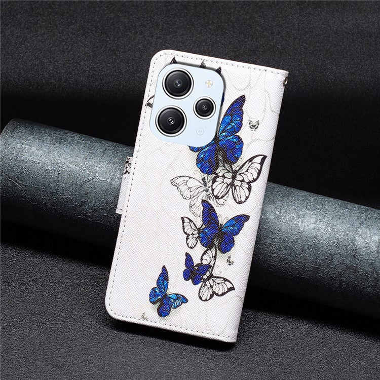 For Xiaomi Redmi 12 4G Leather Case Pattern Printing Wallet Stand Flip Mobile Cover - Butterflies