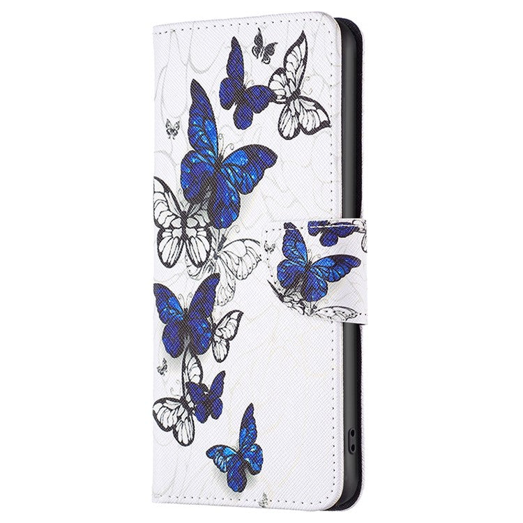 For Xiaomi Redmi 12 4G Leather Case Pattern Printing Wallet Stand Flip Mobile Cover - Butterflies